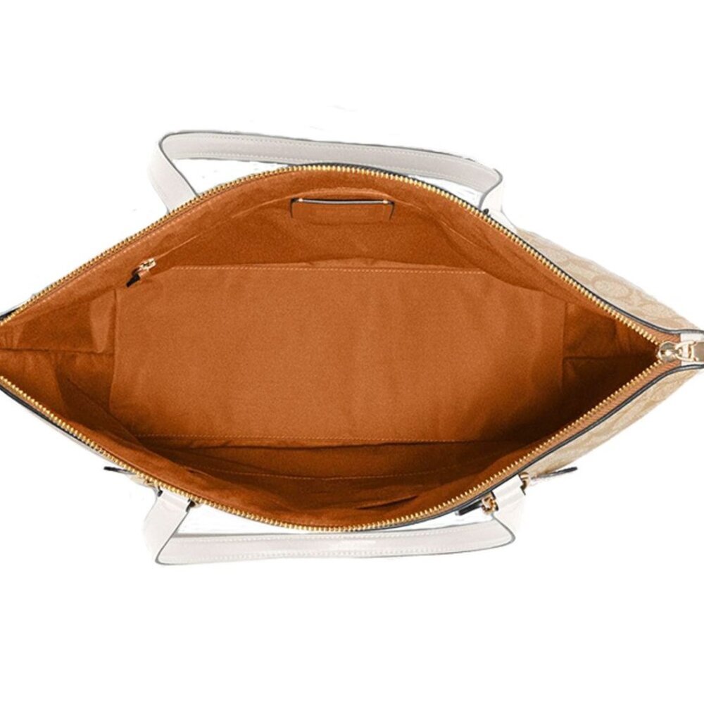 NWT COACH Gallery Tote Light Khaki Classic "C" With Chalk Leather & Gold Accents - Picture 2 of 12